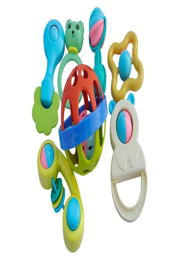 Samip Premium 7 pcs Rattle Ball Toys Combo for Babies Non-Toxic Plastic Colourful Lovely Attractive Baby Rattle for Infant Products (Multicolour) - Image 1